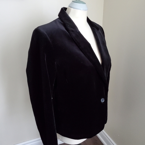 BANANA Republic Black Velvet Blazer Size 14 - Picture 5 of 8